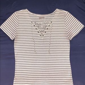 striped cross-laced shirt